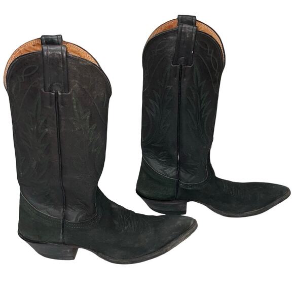 NOCONA BOOTS Black Green Western Cowboy Boots     Size: 6 - Picture 4 of 9